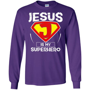 Jesus Is My Superhero Christian Movie Fan T-shirtG240 Gildan LS Ultra Cotton T-Shirt