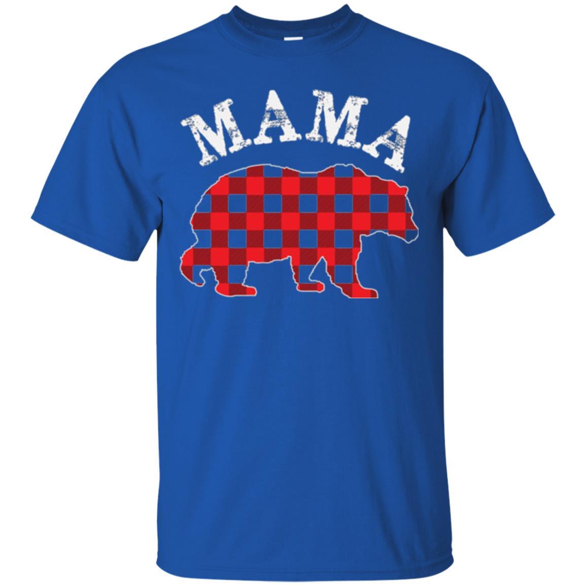 Mama T-shirt Red Plaid Mama Bear Royal