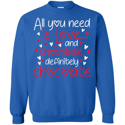 Valentines Day T-shirt All You Need Love And Chocolate Royal