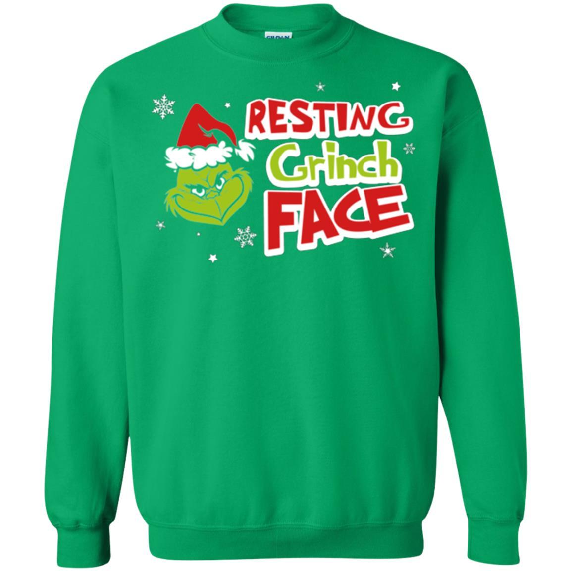 Christmas T-shirt Resting Grinch Face Irish Green