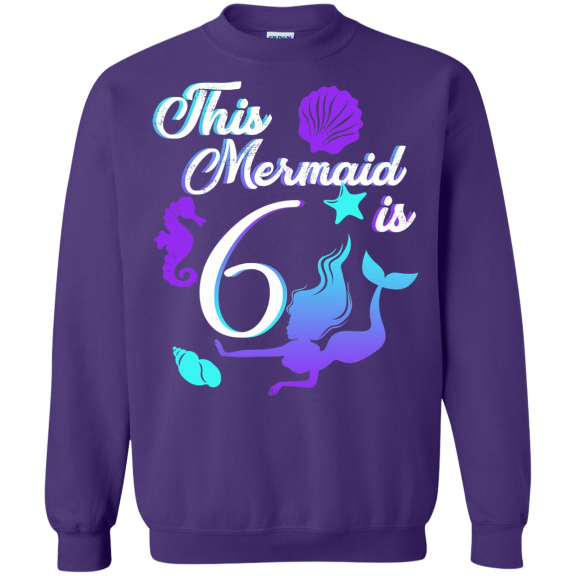 6th Birthday Shirt This Mermaid Is 6 Purple