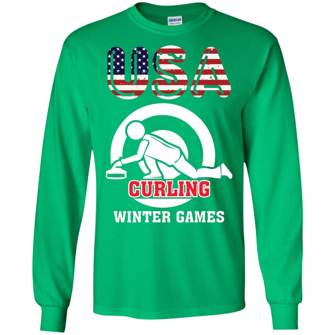 Usa Curling Winter Games Curling Lover T-shirt Irish Green