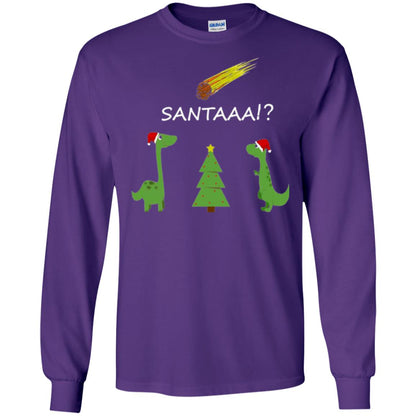 Christmas T-shirt Funny Dinosaus Santaaa Purple