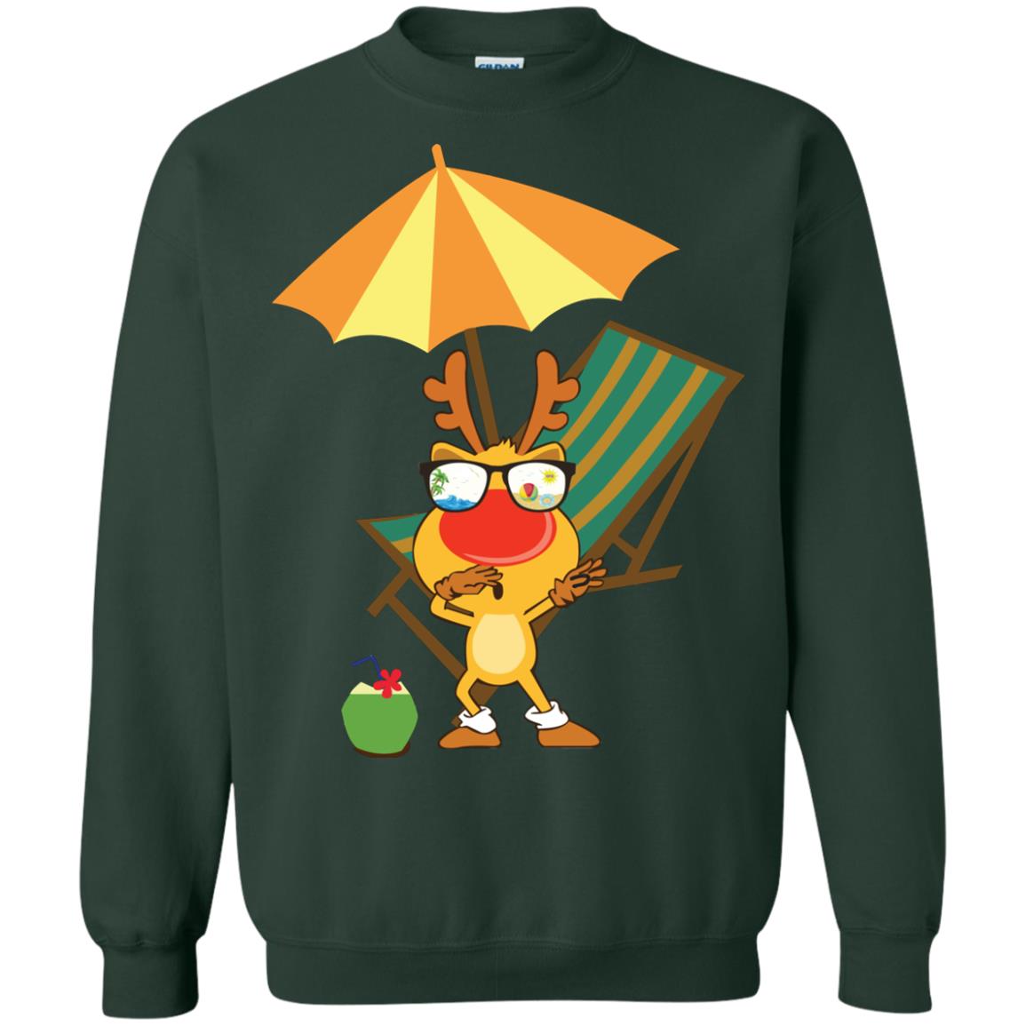 Dabbing Reindeer With Sunglasses Celebrate Xmas In July 2018 Shirt Forest Green