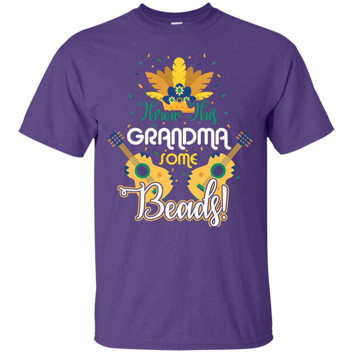 Mardi Gras T-shirt Throw This Grandma Some Beads Purple