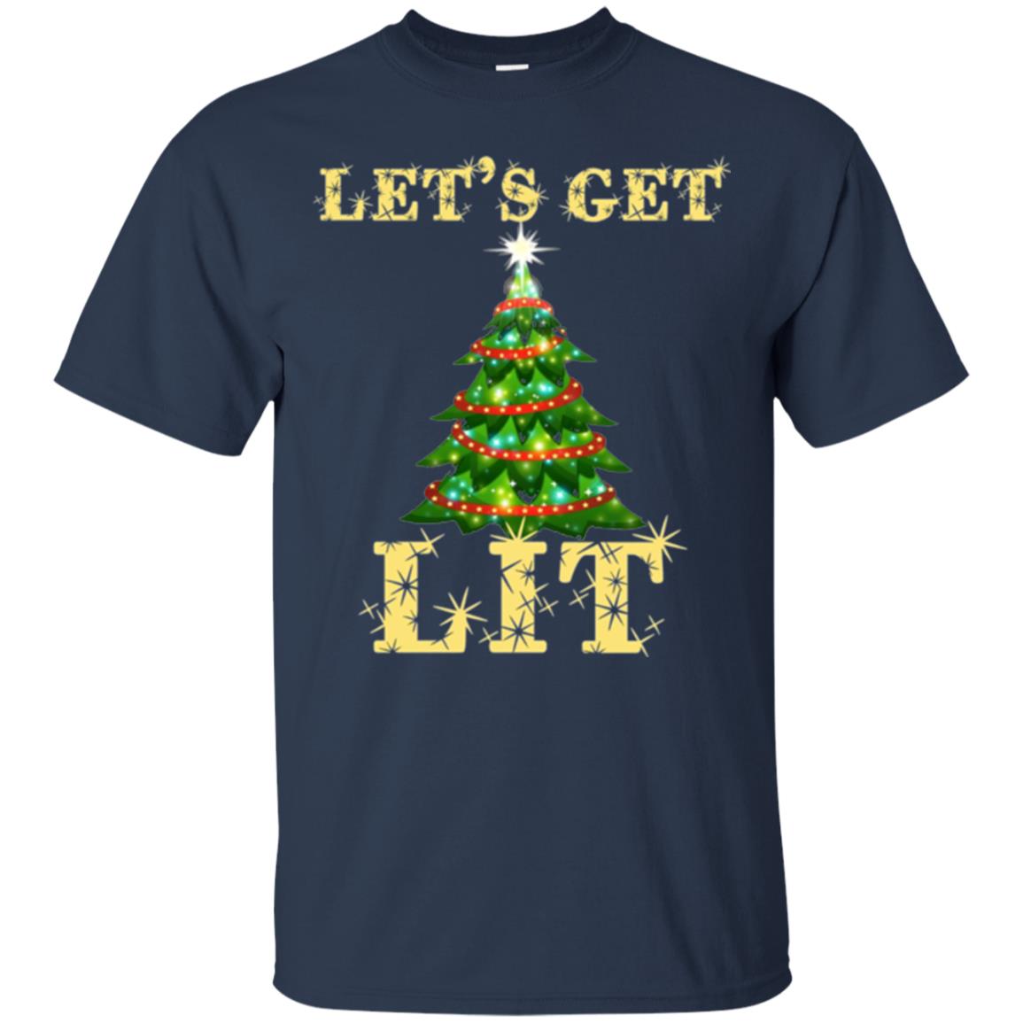 Christmas T-shirt Let_s Get Lit Navy