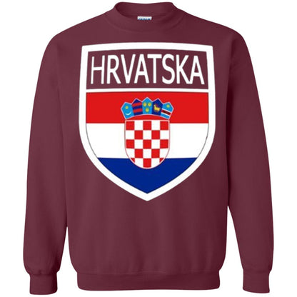 Croatia Shield T-shirt Hrvatska Patch Croatian Flag Badge Maroon