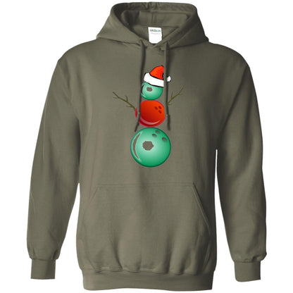 Funny Christmas Shirts Bowling Snowman Military Green