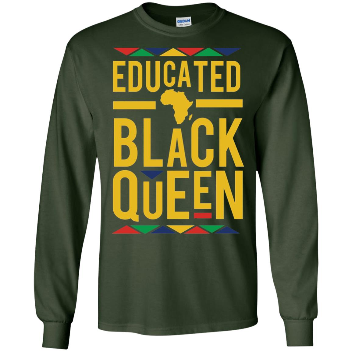 African Dna Pride T-shirt Dashiki Educated Black Queen Forest Green