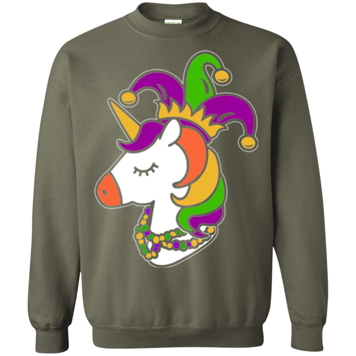 Mardi Gras Unicorn T-shirt Military Green