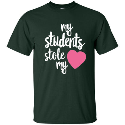 Valentine_s Day T-shirt My Students Stole My Heart Forest Green