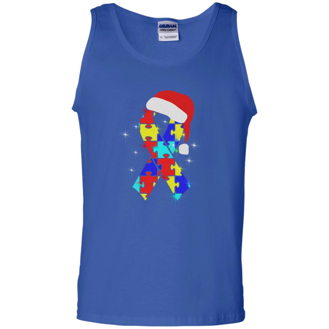 Autism Puzzle Ribbon Santa Hat X-mas Gift Shirt Royal