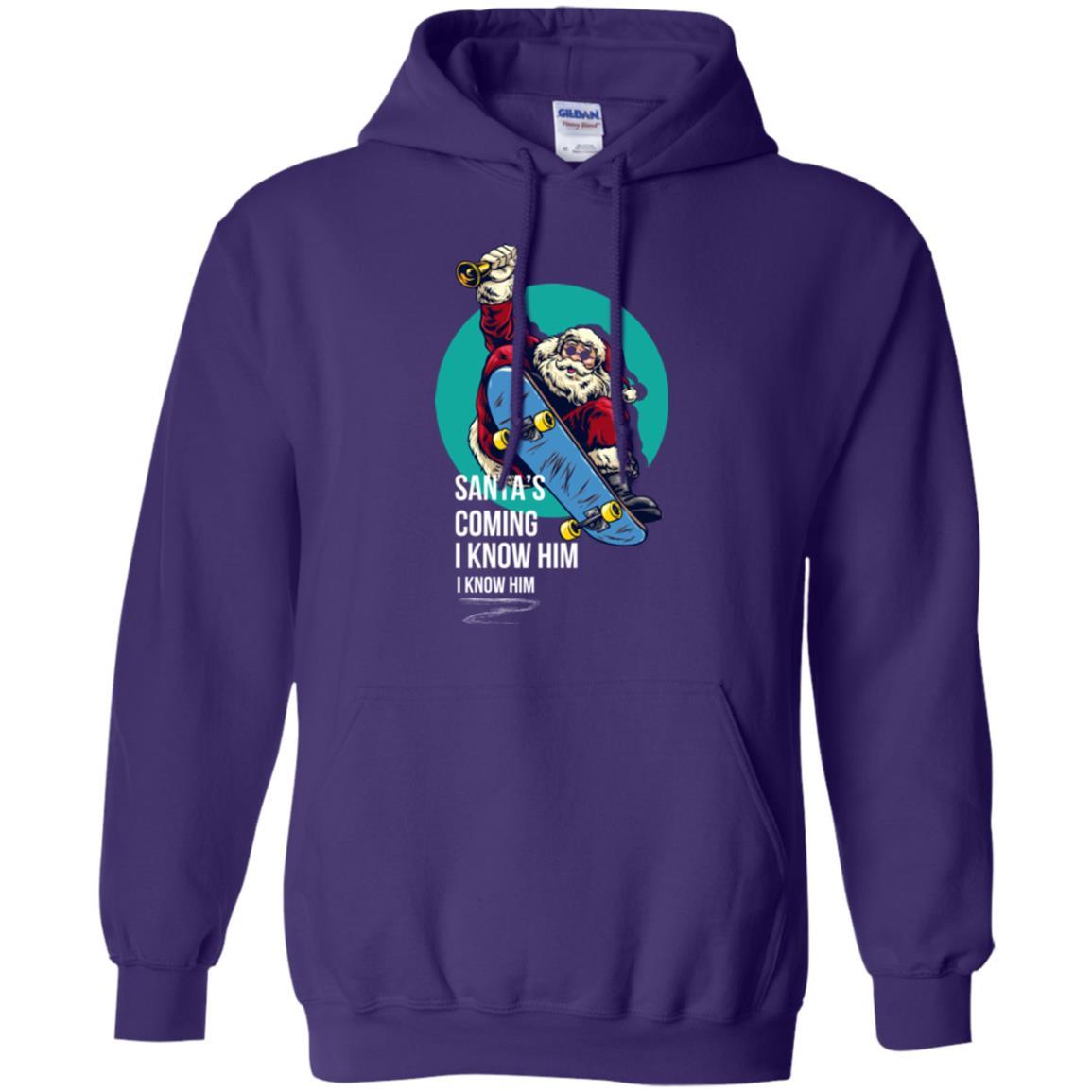 Christmas T-shirt Santa's Coming I Know Him Purple