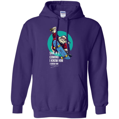 Christmas T-shirt Santa's Coming I Know Him Purple