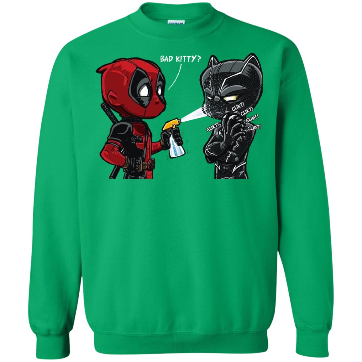 Deadpool Black Panther Bad Kitty Film Lover T-shirt Irish Green