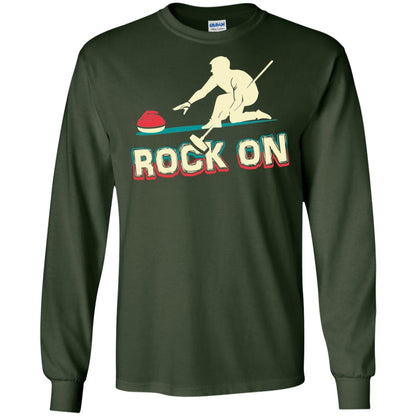 Curling Winter Lover T-shirt Rock On Curling Winter Sports Forest Green
