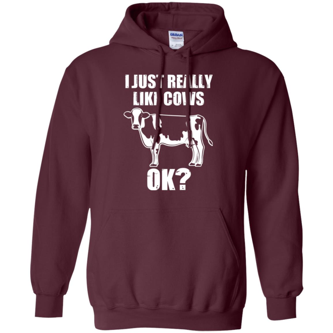 Cow Lovers T-shirt I Just Really Like Cows Ok Maroon