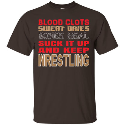 Wrestling T-shirt Blood Clots Sweat Dries Bones Heel Dark Chocolate