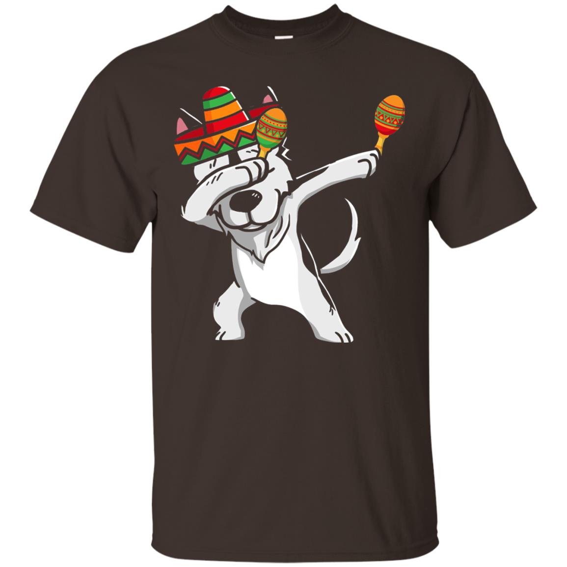 Dabbing Husky Funny Cinco De Mayo T-shirt Dark Chocolate
