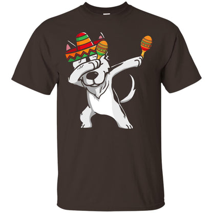 Dabbing Husky Funny Cinco De Mayo T-shirt Dark Chocolate