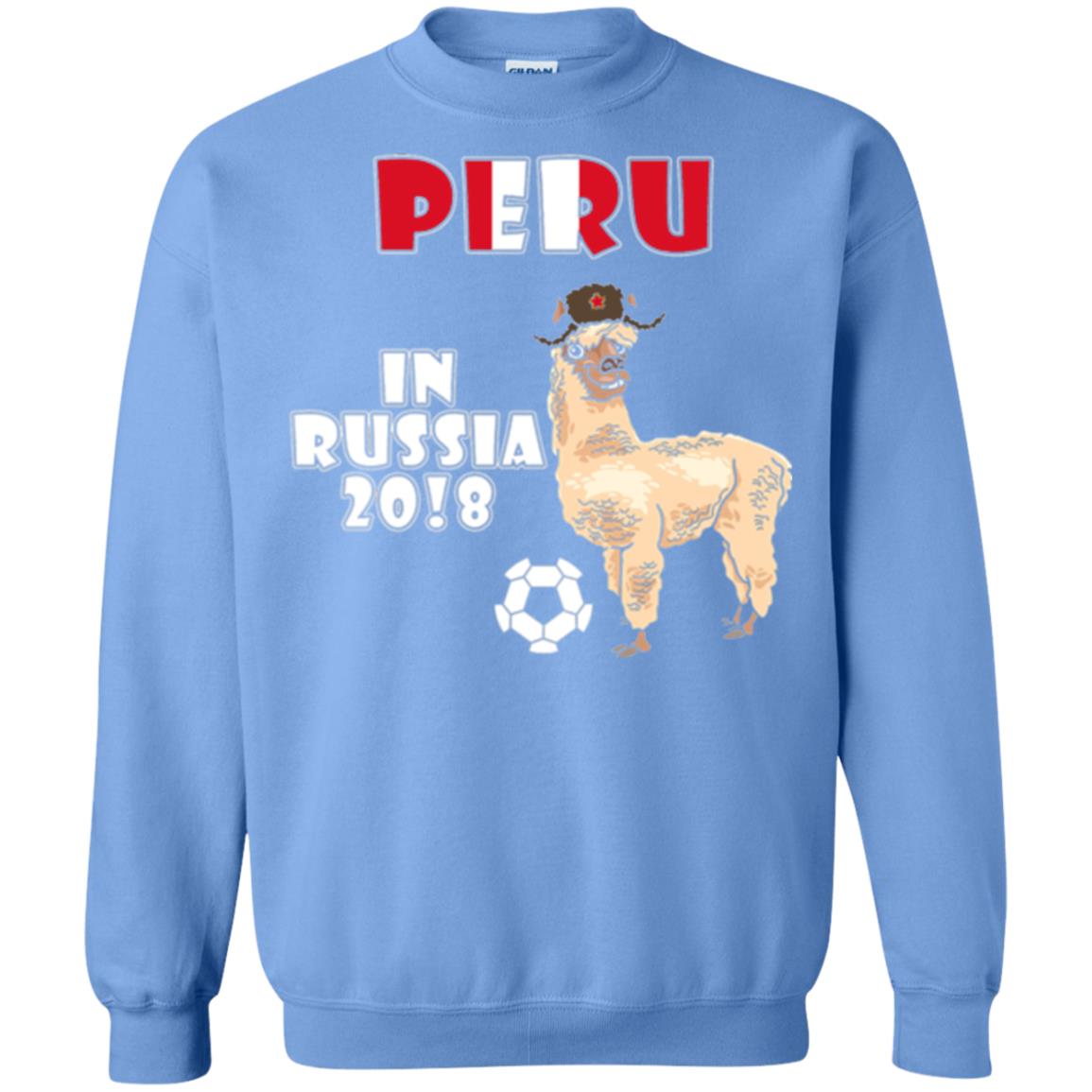 Soccer T-shirt Peru National Team Llama In Russia 2018 Cup Carolina Blue