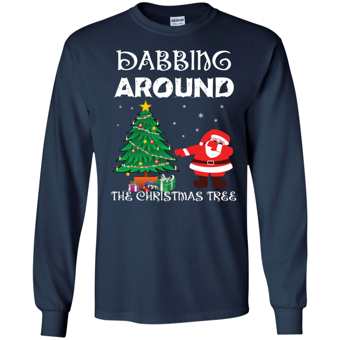 Christmas T-Shirt Dabbing Around The Christmas Tree Navy