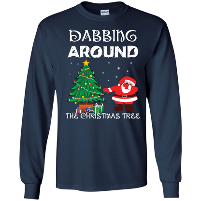 Christmas T-Shirt Dabbing Around The Christmas Tree Navy