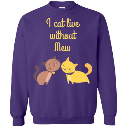 Cat Lover T-shirt I Cat Live Without Mew Purple