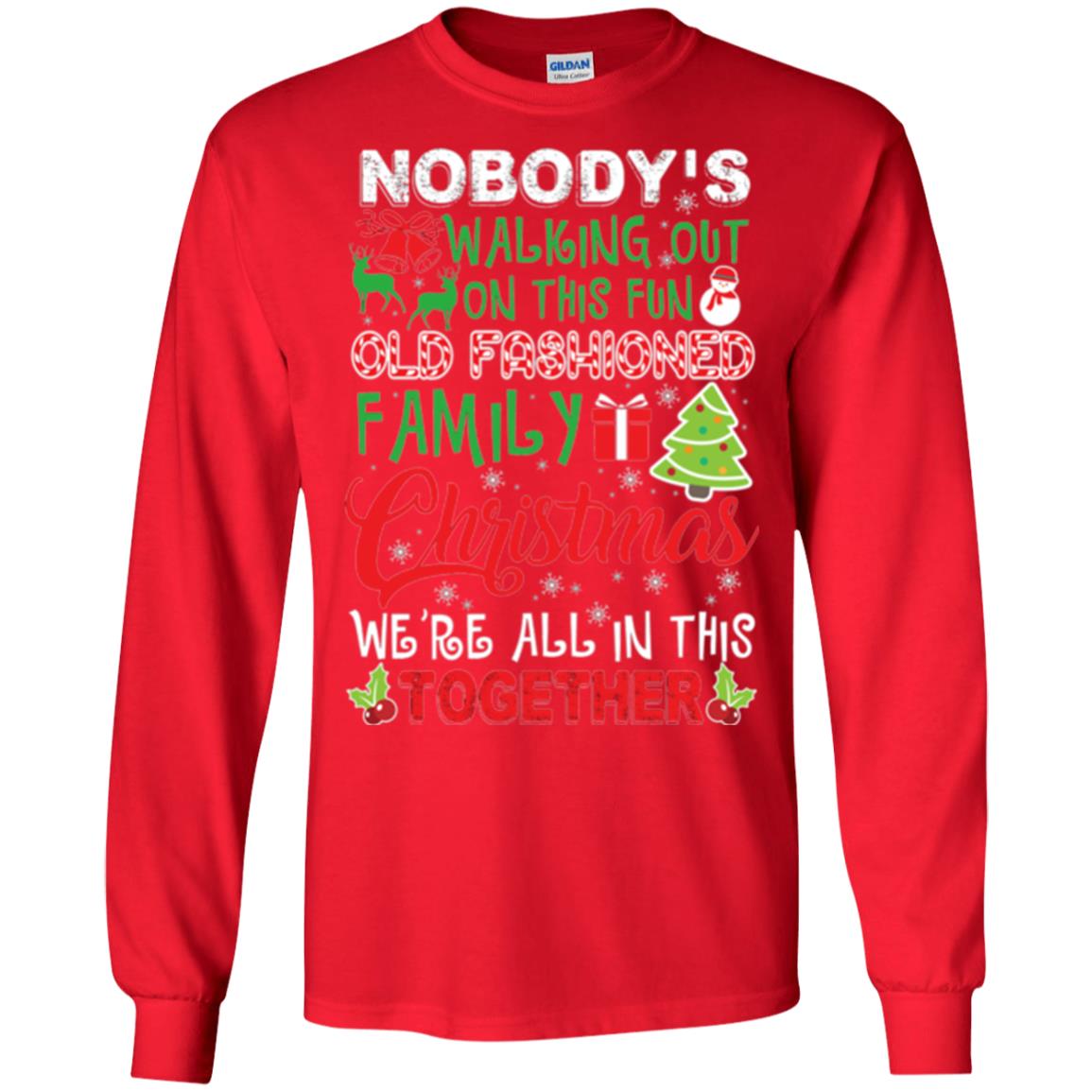 Christmas T-shirt We_re All In This Together Red