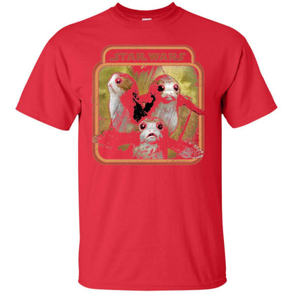Film T-shirt Star Wars Last Jedi Porg Triplets Retro Box Graphic Red