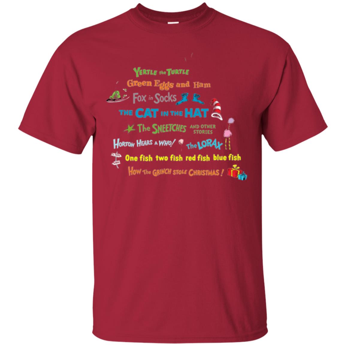 Dr. Seuss Book Title National Wear Red Day T-shirt Cardinal