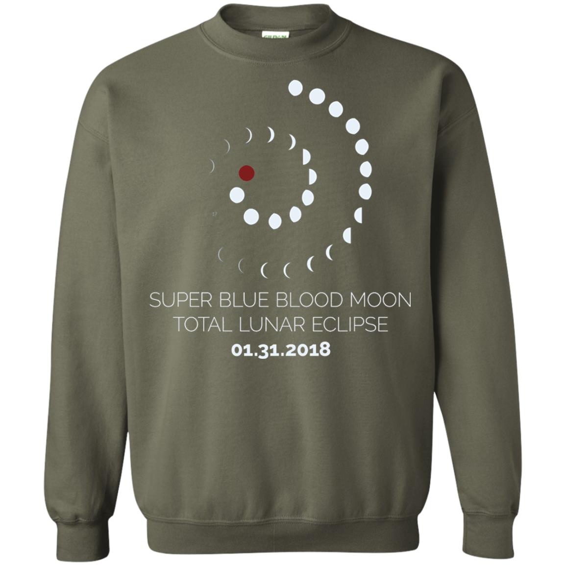 Super Blue Blood Moon Total Lunar Eclipse 2018 T-shirt Military Green