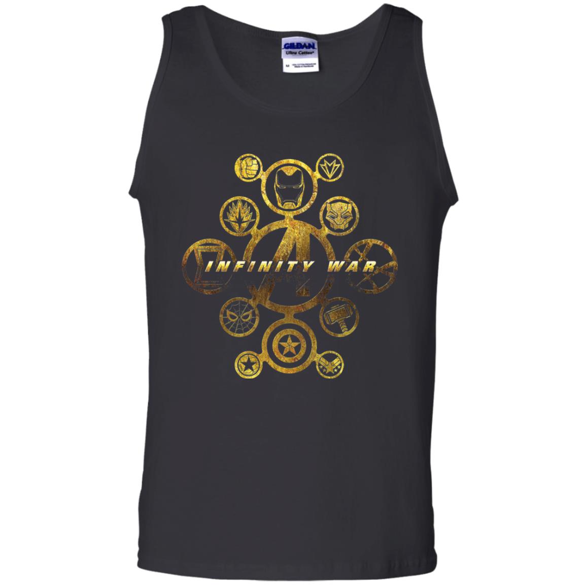 Infinity War Gold Hero Movie T-shirt Black