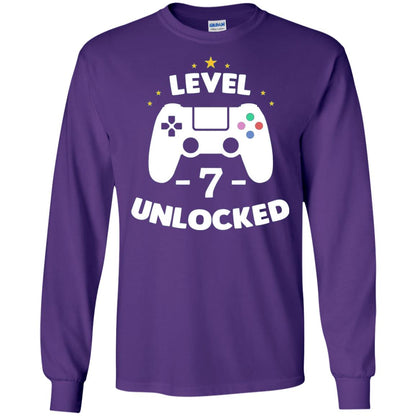 Level 7 Unlocked Gamer T-shirt Purple