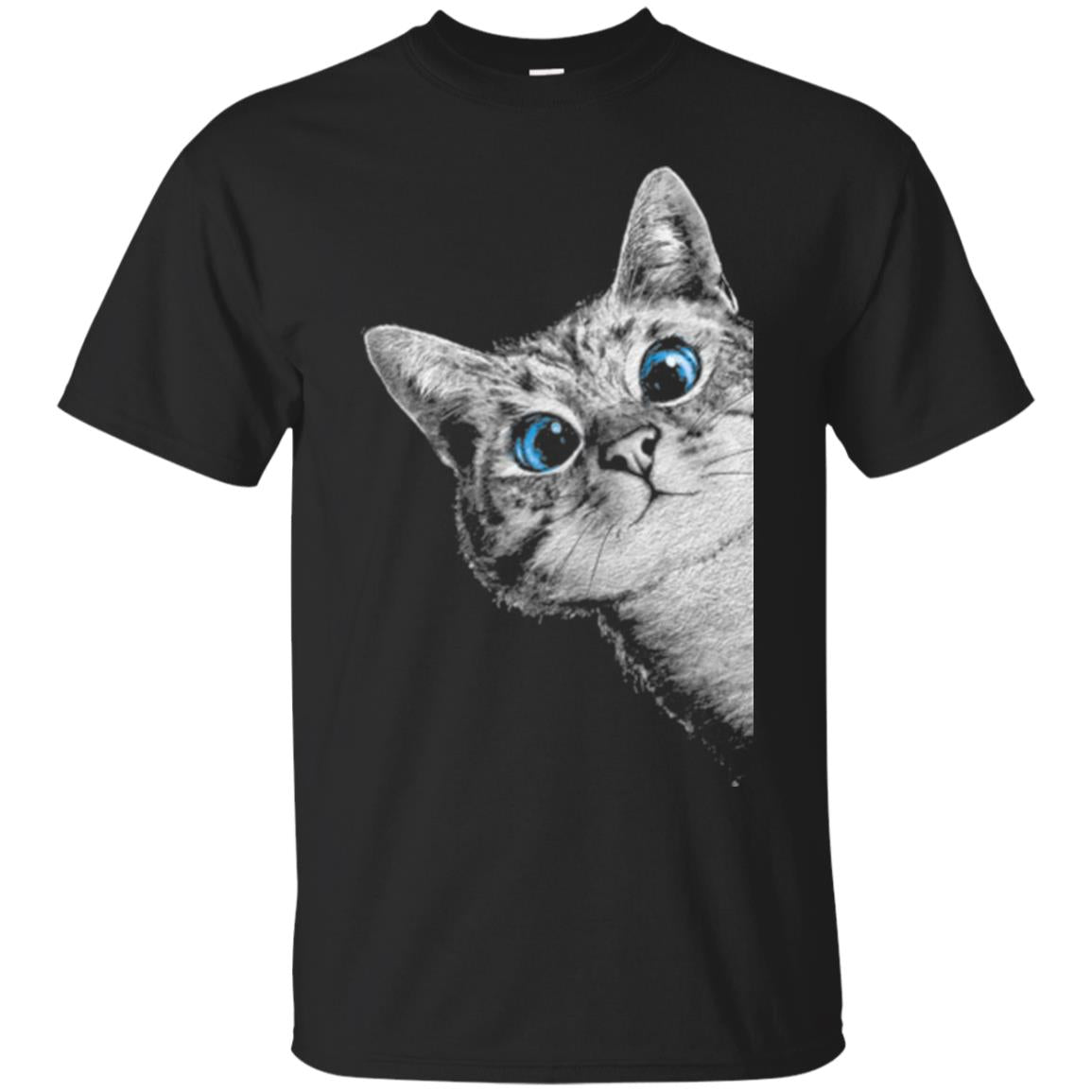 Cat Lovers T-shirt Cute Face Black