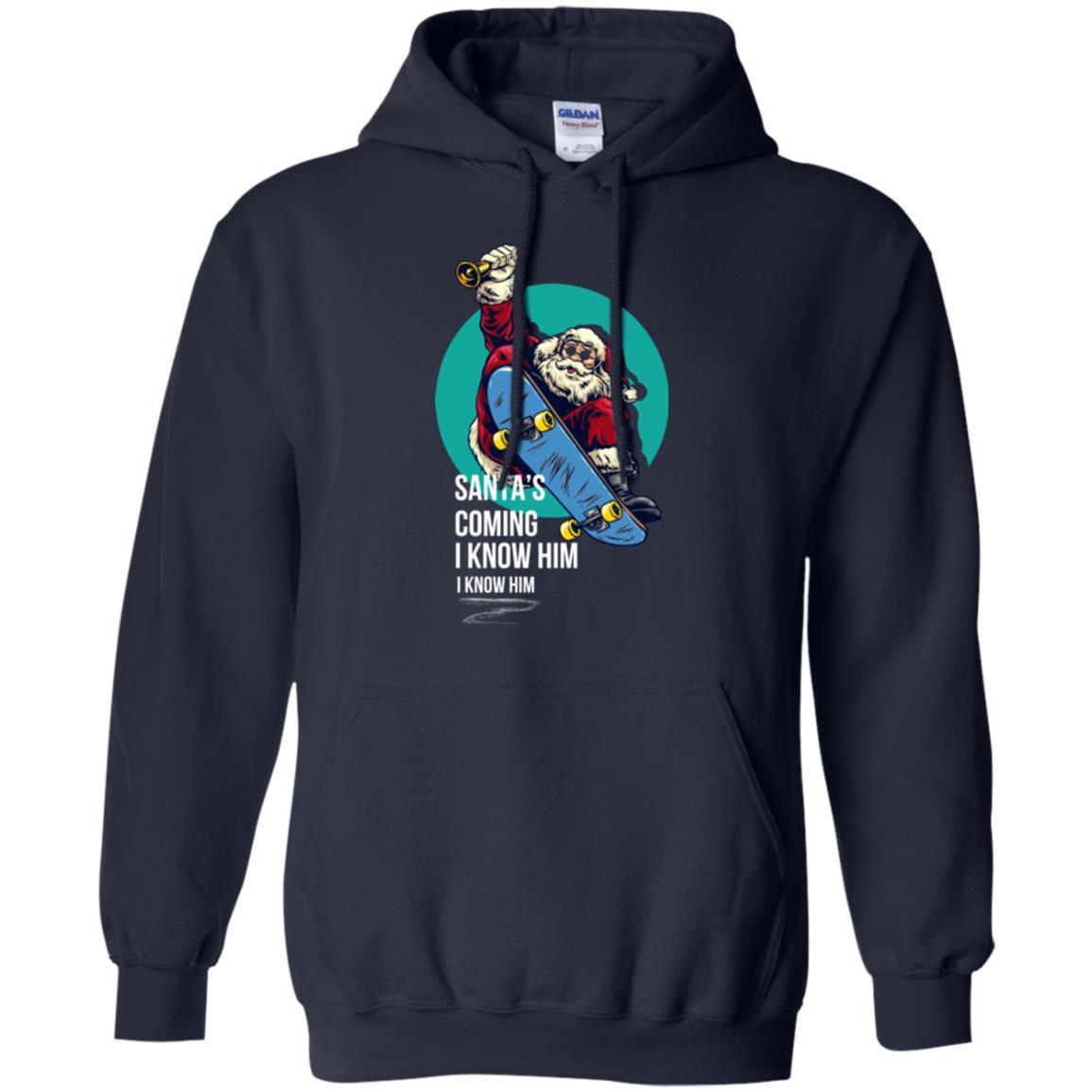 Christmas T-shirt Santa's Coming I Know Him Navy