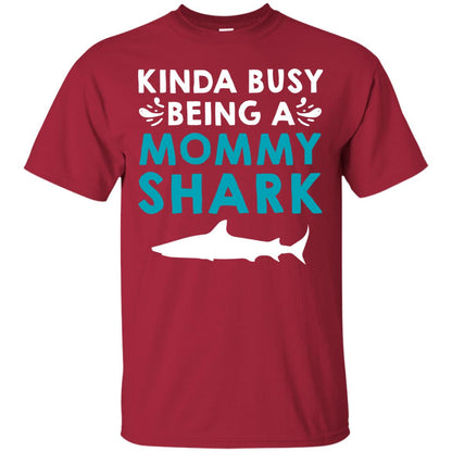 Kinda Busy Being A Mommy Shark Momma Shirt Cardinal