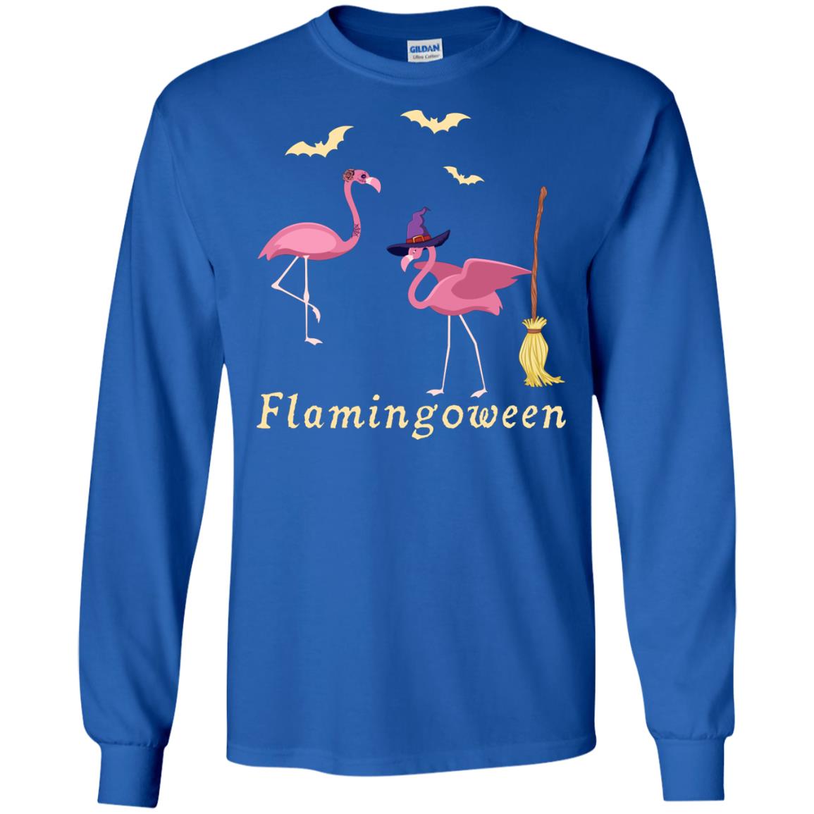 Flamingoween Flamingo Wicth Ride Stick Funny Quote On Haloween Gift Shirt Royal
