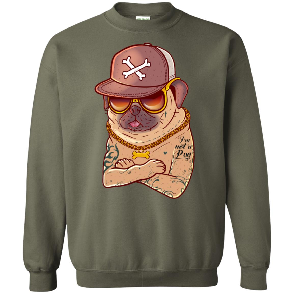 I'm Not A Pug Tattoo Dog Owner Shirt Military Green