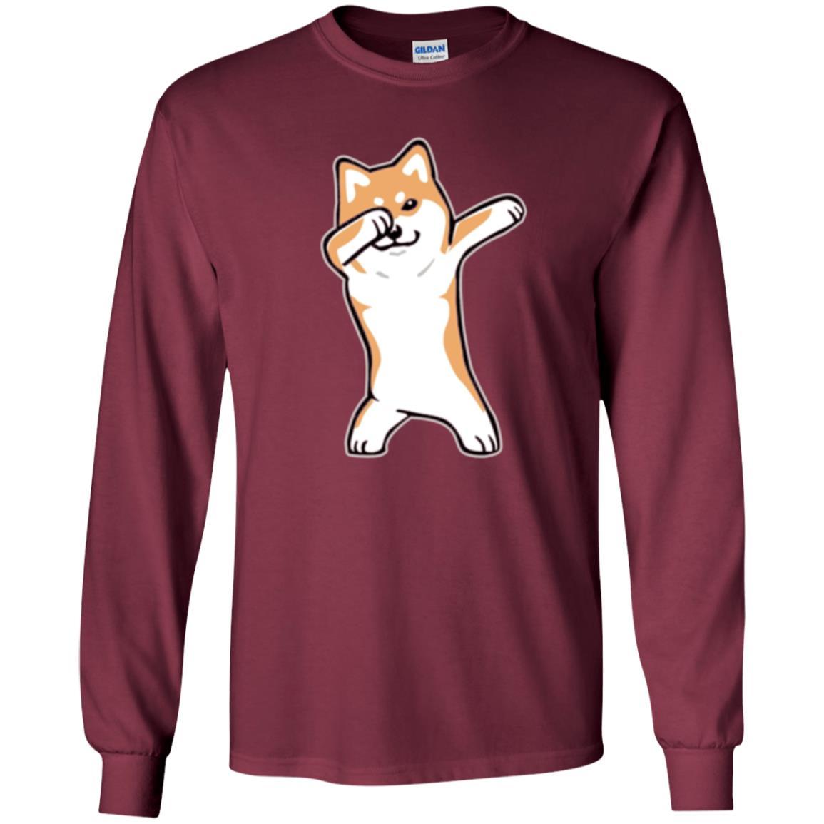 Dog Lover T-shirt Dabbing Shiba Inu Doge Maroon