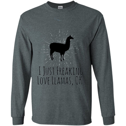 Funny Llama Lovers T-shirt I Just Freaking Love Llamas Ok Dark Heather
