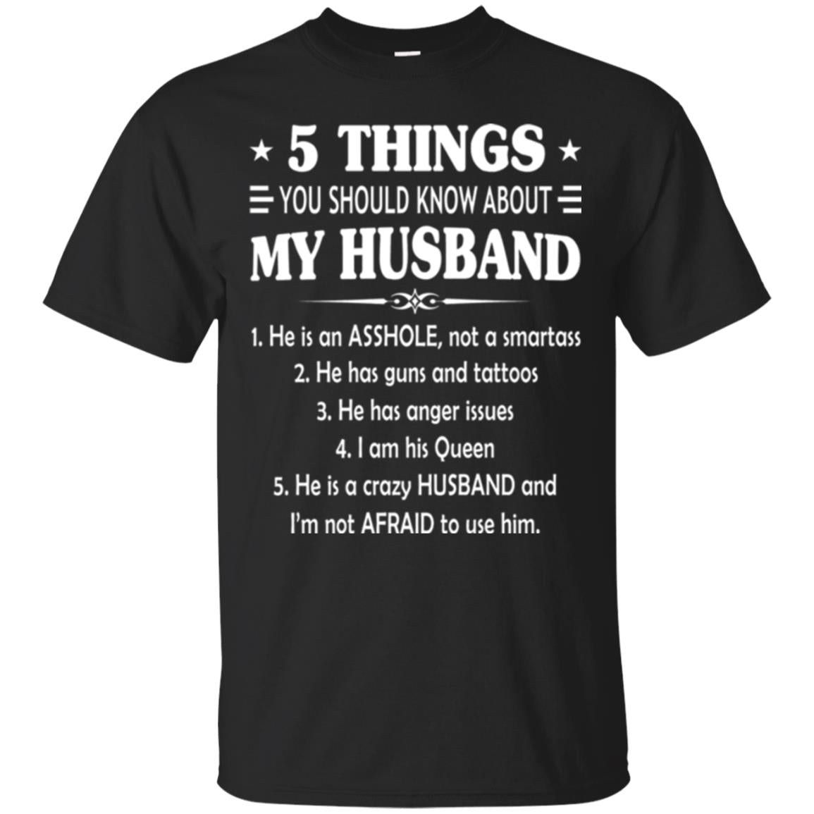 Wife T-shirt 5 Things You Should Know About My Husband Black