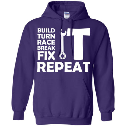 Build Turn Race Break Fix Repeat Racing Shirt Purple