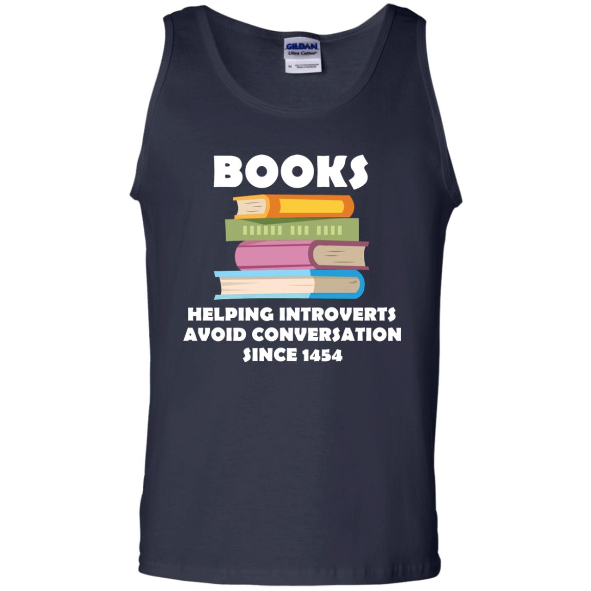 Books Helping Introverts Avoid Conversation Since 1454 Shirt Navy