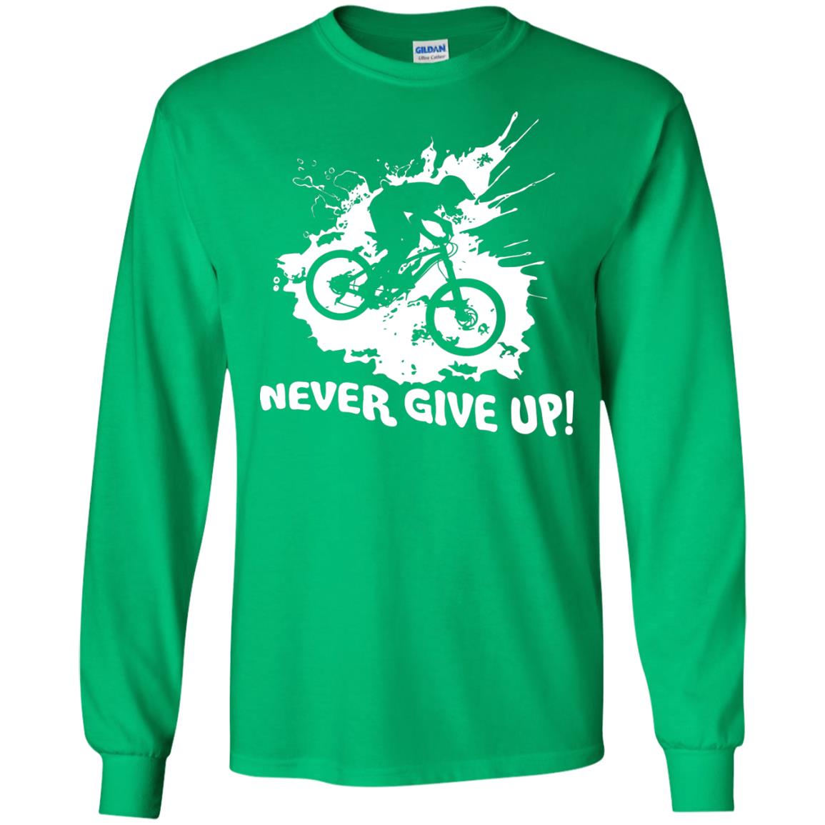 Biker T-shirt Never Give Up Irish Green