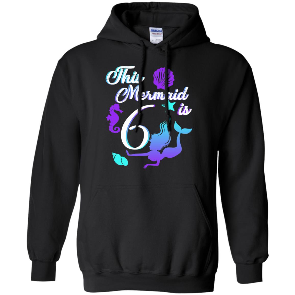 6th Birthday Shirt This Mermaid Is 6 Black