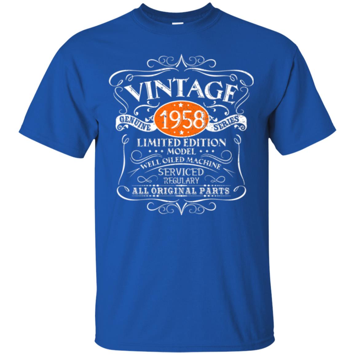 Vintage 60th Birthday T-shirt 1958 All Original Parts Royal