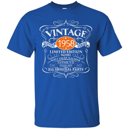 Vintage 60th Birthday T-shirt 1958 All Original Parts Royal