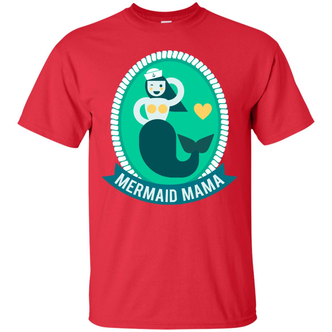 Mermaid Mama Cool Shirt For Grandma Love Mermaid Red