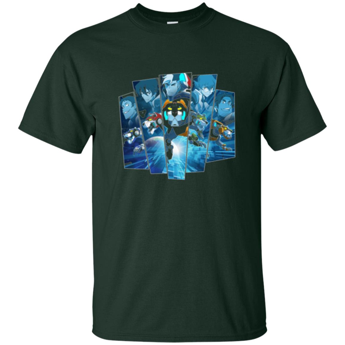 Voltron Legendary Defender 5 Lions In Blue Hue T-shirt Forest Green